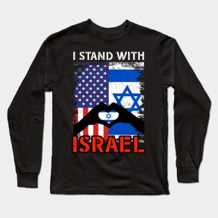 I Stand With Israel USA Flag Long Sleeve T-Shirt